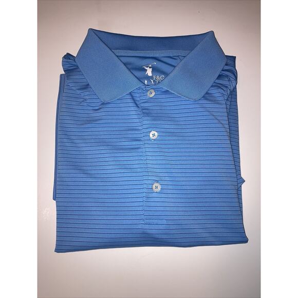 F&G Tech Men Golf Shirt XL Blue Stripe 94% Polyester with Shell Houston Open - Picture 9 of 9